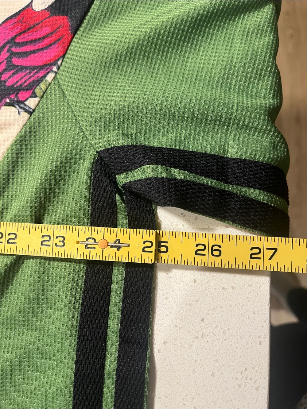 adidas Cream Green Pink Tropical Parrot Short Sleeve Tee - Picture 9 of 9